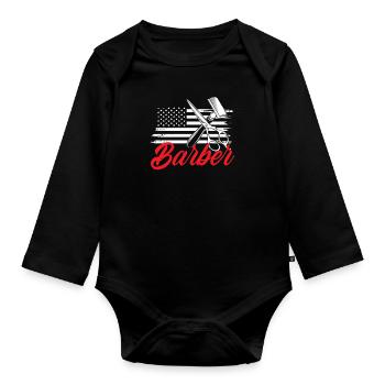 Barber Homme Coiffeur Coiffeur - Body Bébé bio manches longues - noir - Devant