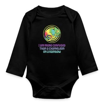 I'm more confused than a chameleon - Organic Longsleeve Baby Bodysuit - black - Front