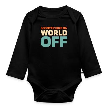 Motorroller Scooter Bike On World Off - Baby Bio-Langarm-Body - Schwarz - Vorne