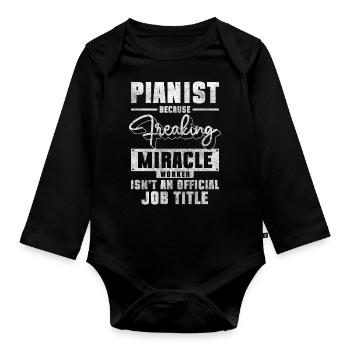 Piano Grand Piano Melody - Organic Longsleeve Baby Bodysuit - black - Front