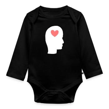 Profil de la tête Personnes Côté Symbole Coeur - Body Bébé bio manches longues - noir - Devant