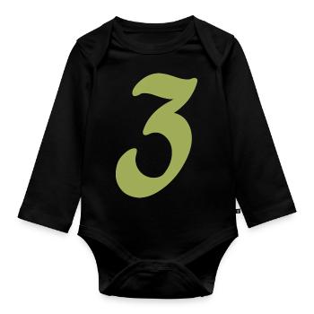 3 - Organic Longsleeve Baby Bodysuit - black - Front