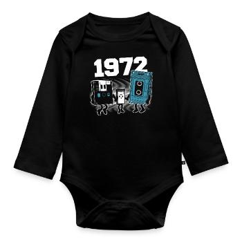 Vintage Born In 1972 Geburtstagsgeschenk 1972 - Baby Bio-Langarm-Body - Schwarz - Vorne