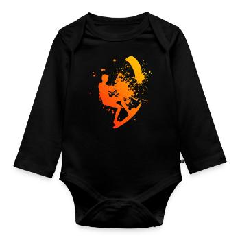 Kitesurfing Women Kitesurf Kitesurfing Kitesurfer - Organic Longsleeve Baby Bodysuit - black - Front