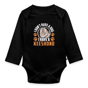 Ich habe einen Wolfsspitz Keeshond - Baby Bio-Langarm-Body - Schwarz - Vorne