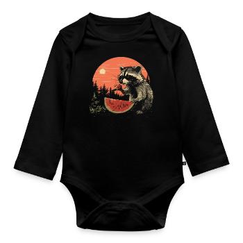 Mignon raton laveur Raton laveur Nature Bébé Forêt de raton laveur - Body Bébé bio manches longues - noir - Devant