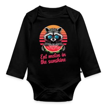 Mignon raton laveur raton laveur nature bébé raton laveur forêt - Body Bébé bio manches longues - noir - Devant