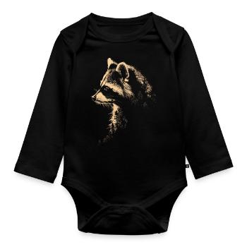 Mignon raton laveur raton laveur nature bébé raton laveur forêt - Body Bébé bio manches longues - noir - Devant