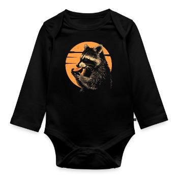 Mignon raton laveur raton laveur nature bébé raton laveur forêt - Body Bébé bio manches longues - noir - Devant