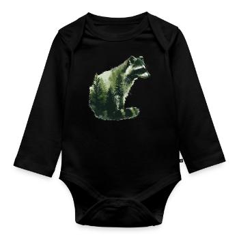 Mignon raton laveur raton laveur nature bébé raton laveur forêt - Body Bébé bio manches longues - noir - Devant