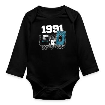 Jahrgang Jahrgang 1991 Geburtstagsgeschenk 1991 - Baby Bio-Langarm-Body - Schwarz - Vorne
