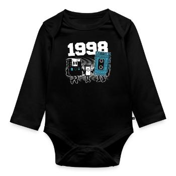 Vintage Née En 1998 Cadeau Anniversaire 1998 - Body Bébé bio manches longues - noir - Devant