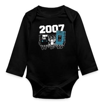 Vintage Born In 2007 Geburtstagsgeschenk 2007 - Baby Bio-Langarm-Body - Schwarz - Vorne