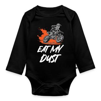 Eat My Dust Motocross - Organic Longsleeve Baby Bodysuit - black - Front