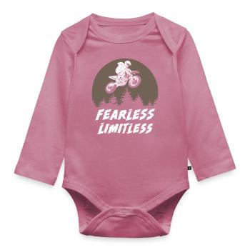 Motocross sans peur et sans limites - Body Bébé bio manches longues - mauve - Devant