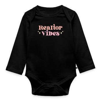 Realtor - Organic Longsleeve Baby Bodysuit - black - Front