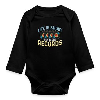 La vie des disques vinyles est courte Acheter plus de lecteur vinyle - Body Bébé bio manches longues - noir - Devant