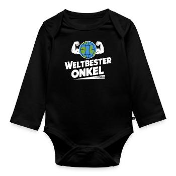 Weltbester Onkel Gym Sport Fitness Liebe - Baby Bio-Langarm-Body - Schwarz - Vorne