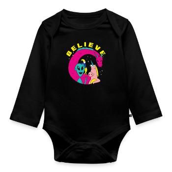 Drôle de cadeau extraterrestre extraterrestre - Body Bébé bio manches longues - noir - Devant