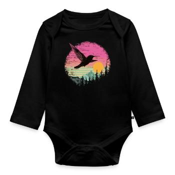 Kolibri Vogel Natur Tiere Wildnis Nektar - Baby Bio-Langarm-Body - Schwarz - Vorne