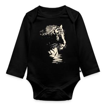 Tigre Wildcat Jungle - Body Bébé bio manches longues - noir - Devant