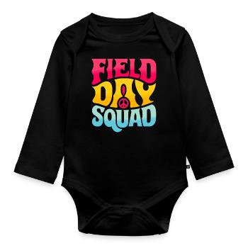 School Field Day Vibes Teacher Student Field Trip - Organic Longsleeve Baby Bodysuit - black - Front