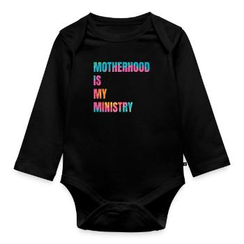 La maternité est mon ministère - Body Bébé bio manches longues - noir - Devant