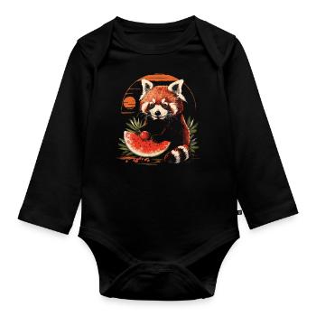Red Panda Chat Ours Red Panda Pastèque Cool - Body Bébé bio manches longues - noir - Devant