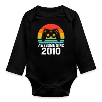 2010 Jubiläumsgeschenk für alle Gamer 2010 - Baby Bio-Langarm-Body - Schwarz - Vorne