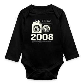 Vintage, 2008, Rétro, Cadeau d’anniversaire, 2008 - Body Bébé bio manches longues - noir - Devant