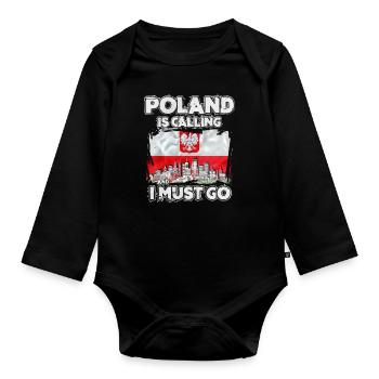 Pologne - Body Bébé bio manches longues - noir - Devant