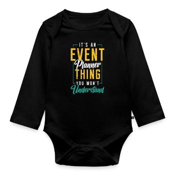 Coordinateur d’événements C’est un planificateur d’événements - Body Bébé bio manches longues - noir - Devant