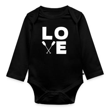 Canoe Love Paddle Boat River Sports - Organic Longsleeve Baby Bodysuit - black - Front