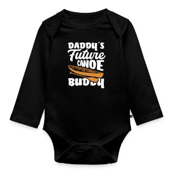 Dad's Future Canoe Boyfriend Kids Child - Organic Longsleeve Baby Bodysuit - black - Front
