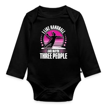 Handball handball joueur de handball - Body Bébé bio manches longues - noir - Devant