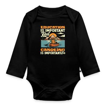 Education Canoe - Organic Longsleeve Baby Bodysuit - black - Front