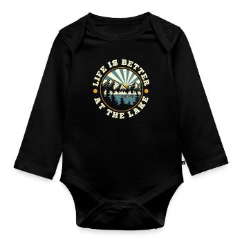 Leben Kanu - Baby Bio-Langarm-Body - Schwarz - Vorne