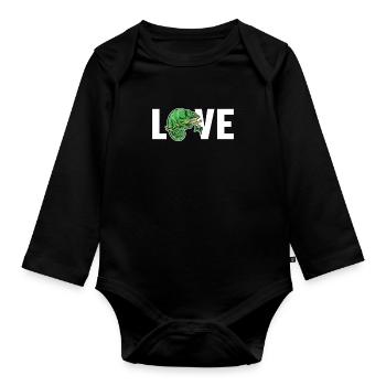 Panthère d’amour voilée Chamaeleonidae amant caméléon - Body Bébé bio manches longues - noir - Devant