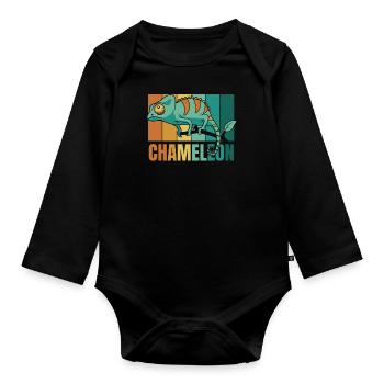 Panthère rétro voilée Chamaeleonidae amant - Body Bébé bio manches longues - noir - Devant