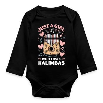 Idiophon Kalimba Geschenk - Baby Bio-Langarm-Body - Schwarz - Vorne