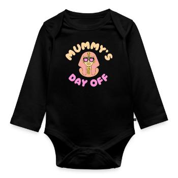 Mummys Day Off – Spa Lustig Mama Relax Urlaub - Baby Bio-Langarm-Body - Schwarz - Vorne