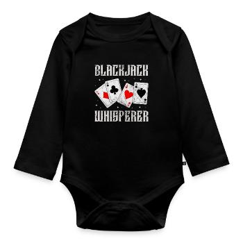 Black Jack Blackjack Kartenspiel Casino Geschenk - Baby Bio-Langarm-Body - Schwarz - Vorne