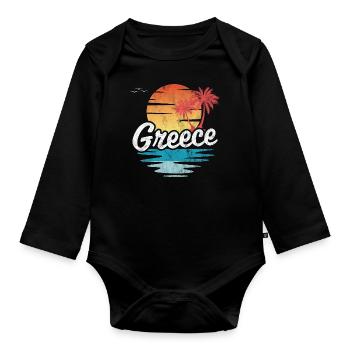 Grèce - Body Bébé bio manches longues - noir - Devant