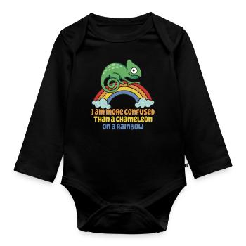 I'm more confused than a chameleon - Organic Longsleeve Baby Bodysuit - black - Front