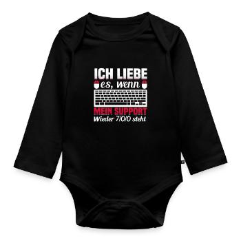 Gaming Headset Gaming PC Gaming Keyboard Gamer - Organic Longsleeve Baby Bodysuit - black - Front