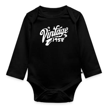 Vintage 1958 Year 1958 Birthday 1958 Retro - Organic Longsleeve Baby Bodysuit - black - Front