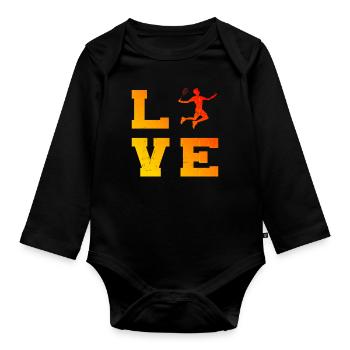 Badminton Squash Badminton Badminton Player - Organic Longsleeve Baby Bodysuit - black - Front