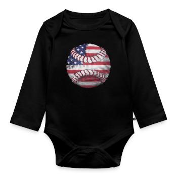 Baseball Men Women Kids Player Pitcher Softball - Baby Bio-Langarm-Body - Schwarz - Vorne