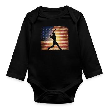 Baseball Men Women Kids Player Pitcher Softball - Baby Bio-Langarm-Body - Schwarz - Vorne