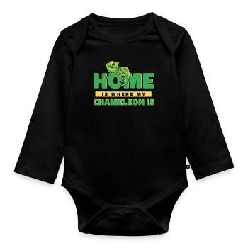 Home Is Where My Chameleon Is Veiled Panther - Organic Longsleeve Baby Bodysuit - black - Front